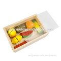 Role play game wooden toys set cutting fruit for kid